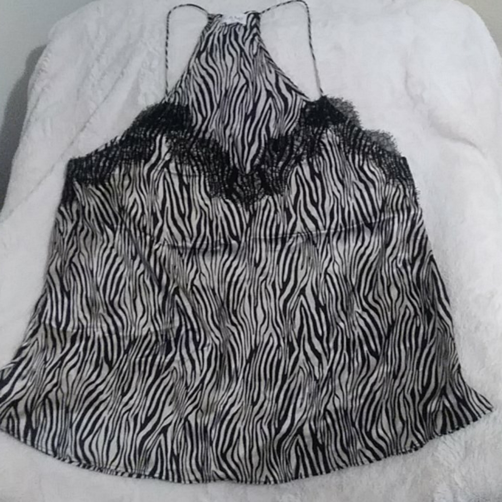 Cami NYC Racerback Animal print with lace applique